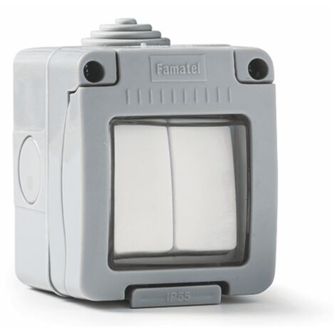 Conmutador doble estanco 10A IP55 Blanco