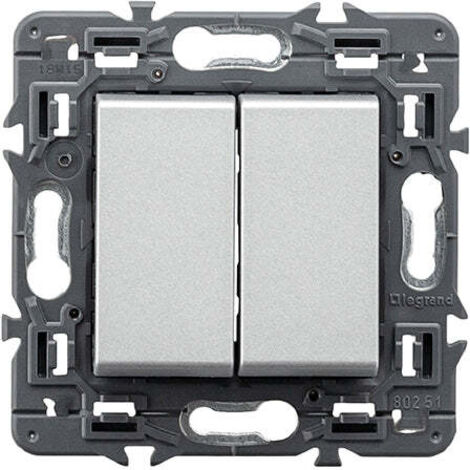 Conmutador doble VALENA NEXT 1P 10A aluminio  LEGRAND 741345