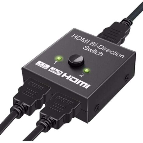 Conmutador HDMI 2 en 1 salida Vídeo HD Conmutador bidireccional HDMI inteligente de 1 entrada y 2 salidas que admite