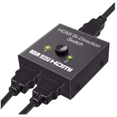 Conmutador HDMI 4K 60 Hz, divisor HDMI de aluminio, manual, bidireccional, 1 entrada, 2 salidas o 2 entradas, 1 salida, compatible con 4K, 3D, 1080P, HDCP 2.2, HDR, compatible con PS5, PS4, Xbox, repr