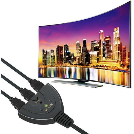 Conmutador HDMI 4k, conmutador HDMI de 3 puertos Selector de conmutador HDMI Divisor manual 3 entradas a 1 salida Conmutador HDMI UHD/3D/4K para PC PS4 Xbox Reproductor de Blu-Ray TV Box HDTV DVD
