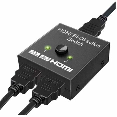 Conmutador HDMI bidireccional de aluminio ZVD con soporte 4K 60 Hz, con capacidad para 1 entrada y 2 salidas, o 2 entradas y 1 salida. Admite resoluciones 4K, 3D y 1080P.