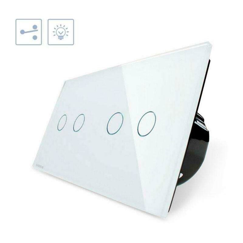 Ledbox - Interrupteur tactile, 4 boutons, face avant blanche