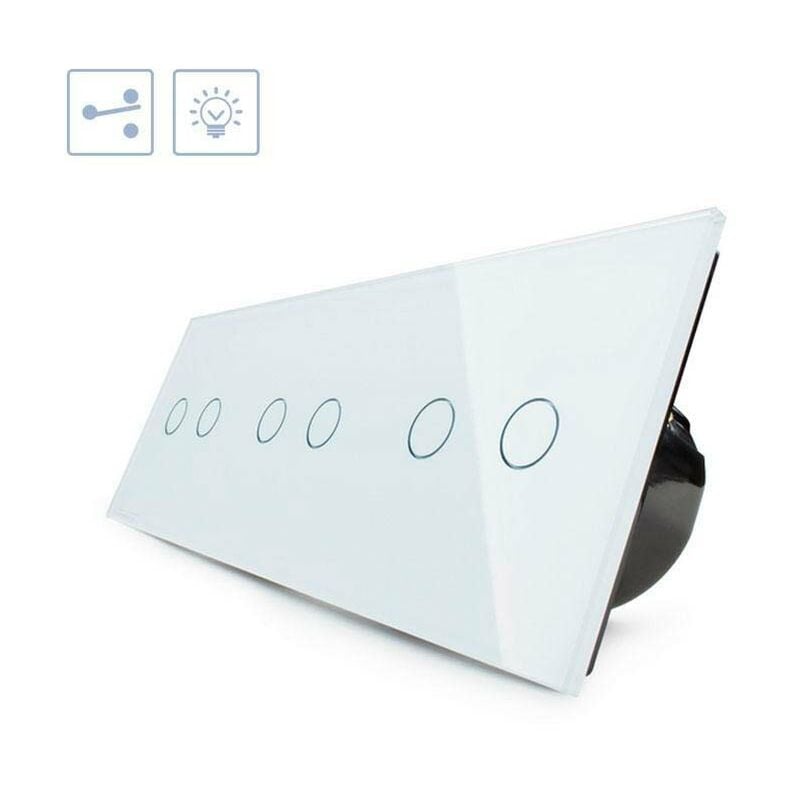 Ledbox - Interrupteur tactile, 6 boutons, face avant blanche