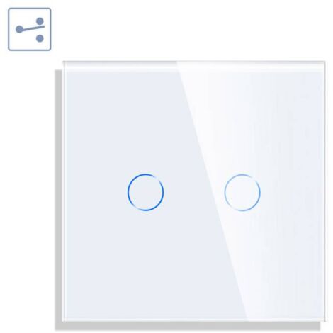 Conmutador táctil doble KOOB frontal cristal blanco
