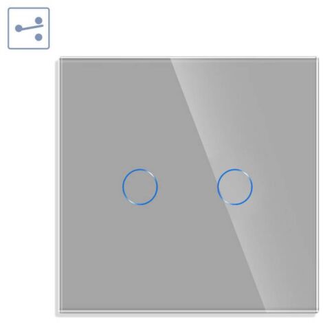 Conmutador táctil doble KOOB frontal cristal gris