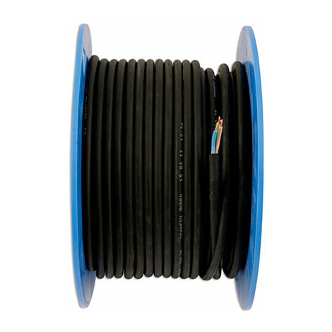 Connect 30670 Black Rubber 3 Core Mains Cable 6 Amp 50m