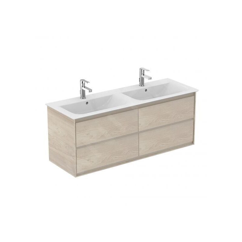 Ideal Standard - Connect Air - Meuble sous double-lavabo, 1300x440x517 mm, bois clair/brun clair mat E0824UK