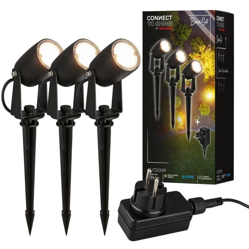 Connect to shine Kit de d marrage Iris avec lot de 3 lampes led d'all e, IP65