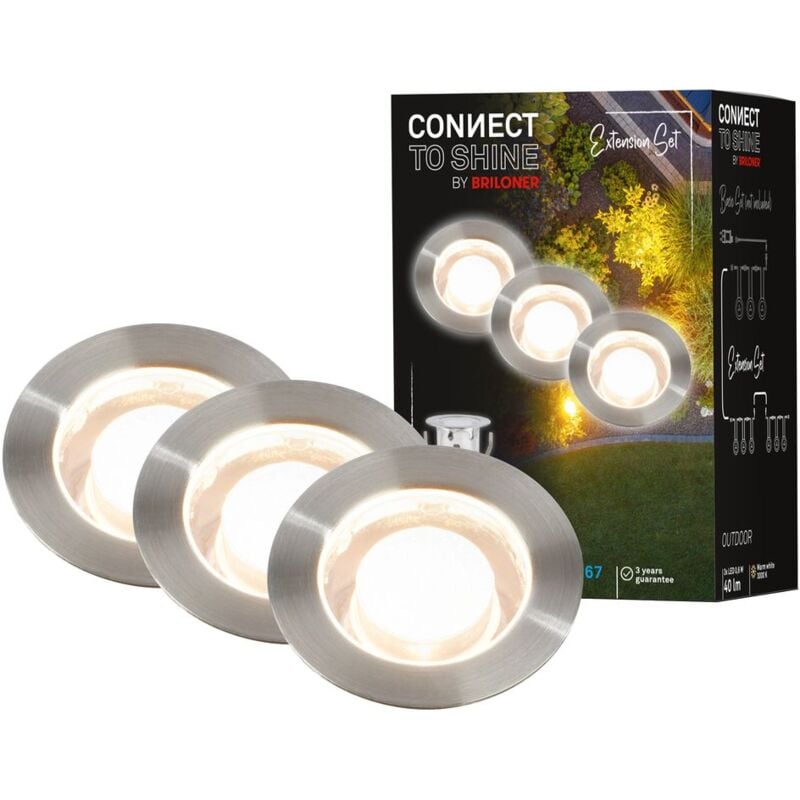 Connect to shine Kit d'extension Padouk avec lot de 3 spots led encastrables au sol, IP67