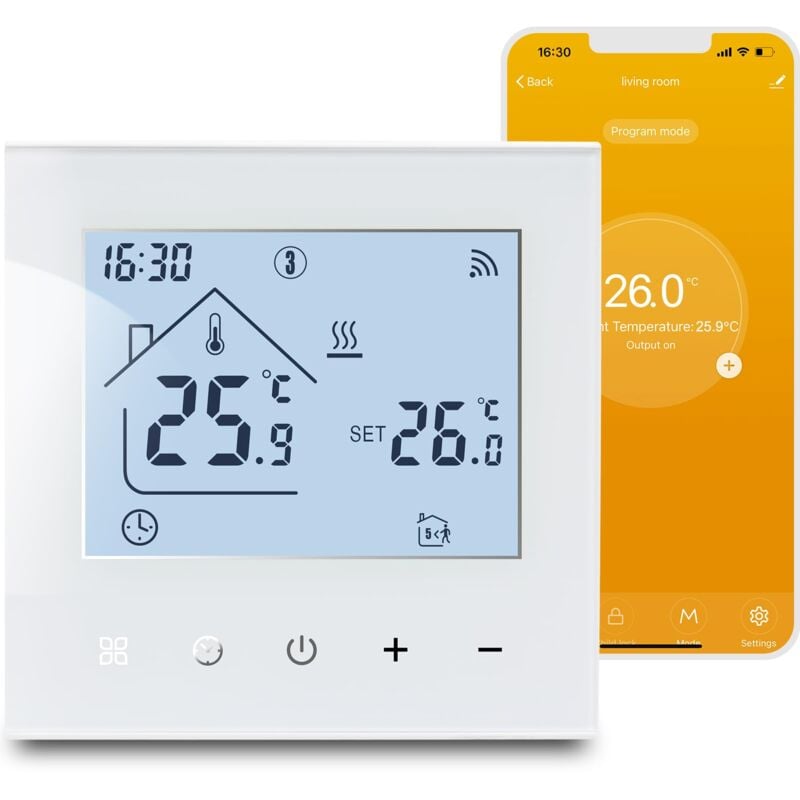 Connecté Intelligent pour Le Chauffage De l'eau Thermostat WiFi pour Le Chauffage Au Sol Compatible avec Alexa Et Google Assistant Écran Tactile