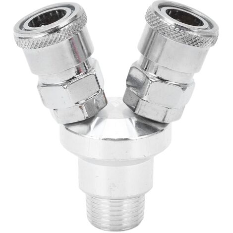Connecteur 2 Voies Filetage G1/2 Coupleur Rapide Séparateur d'Air Raccord Pneumatique Flexible Polyvalent pour les Applications Automobiles Industrielles.