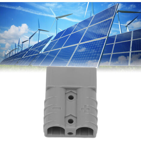 Connecteur 50A 600V Double Polaire, connecteur d'alimentation haute intensité avec prise pour panneau solaire et système de batterie double, ABS Gris, compact 5x3.5x1.5cm, assortiment inclus