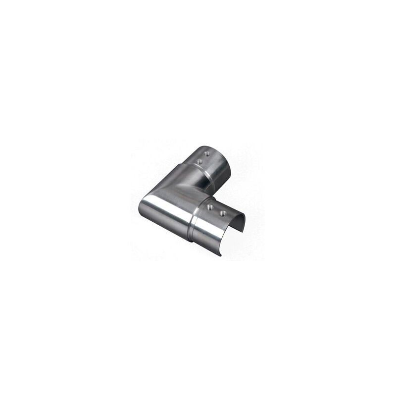 Qualite francaise] - Connecteur horizontal à 90° pour main courante verre tube de Ø42,4mm - Longueur visible 30mm épaisseur 2mm - Inox 316