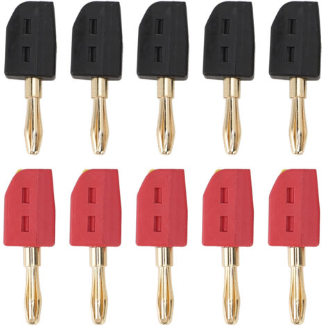 Connecteur à connexion rapide en laiton plaqué or 32A, fiche banane de 4mm, 10 pièces, pour équipement de test, 5 rouge + noir