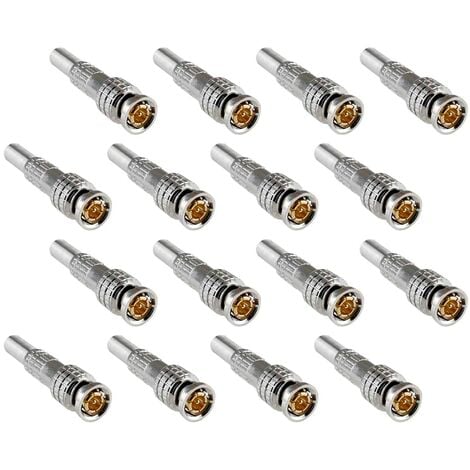 HOUSECURITY CONNECTEUR A VIS BNC POUR CABLE COAXIAL DE SURVEILLANCE VIDEO RG59 16 PIECES