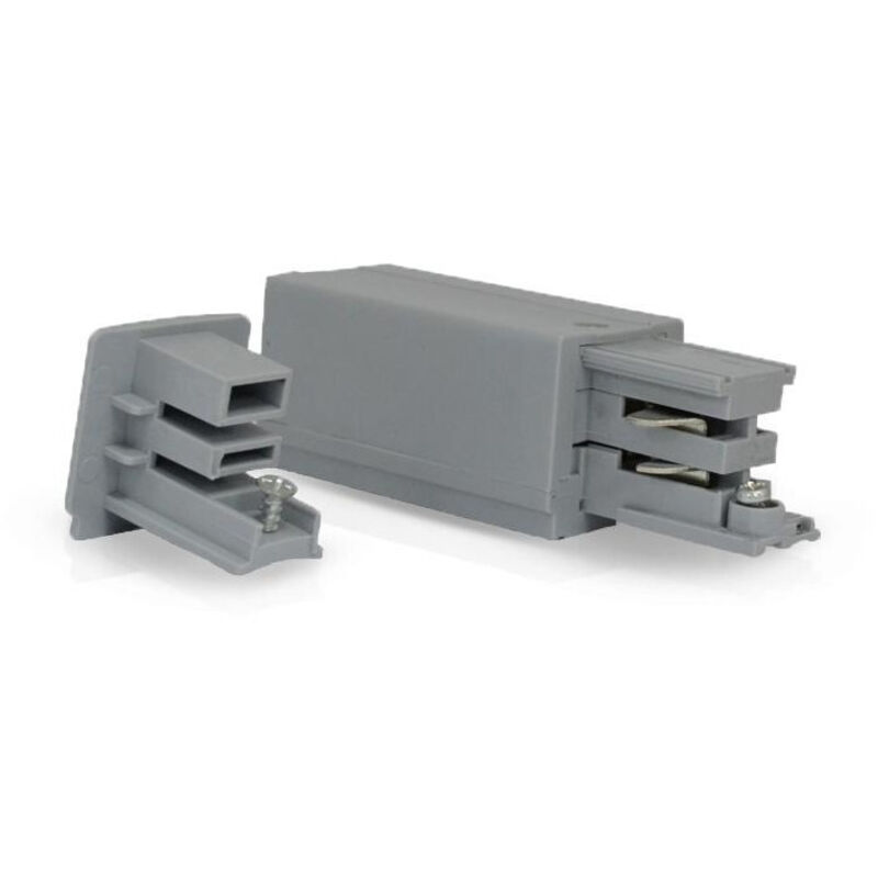 Connecteur d'Alimentation pour Rail type xts + Clips de fin. Miidex Lighting® gris - gauche
