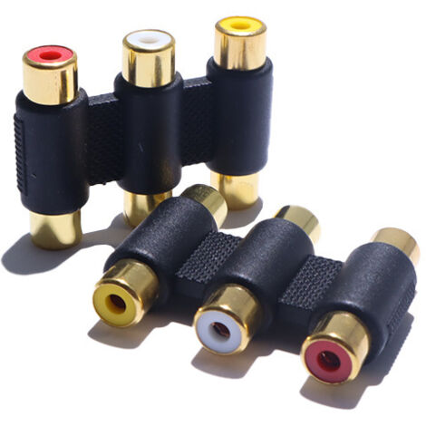 Connecteur audio/vidéo RCA femelle-femelle 3 broches plaqué or, câble d'extension adaptateur RCA droit 3 broches vers 3 broches