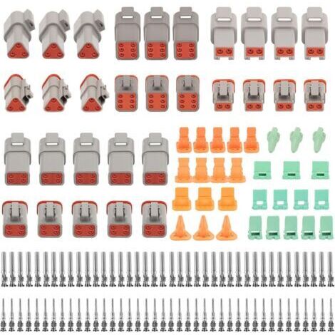 Connecteur Automobile, Sets Ensembles 140PCS Connecteur Imperméable DT à 2/3/4/6/ Pin avec boîte, Auto Terminal Connecteur de Fil de Voiture Électrique Étanche pour Moto Camion Bateaux