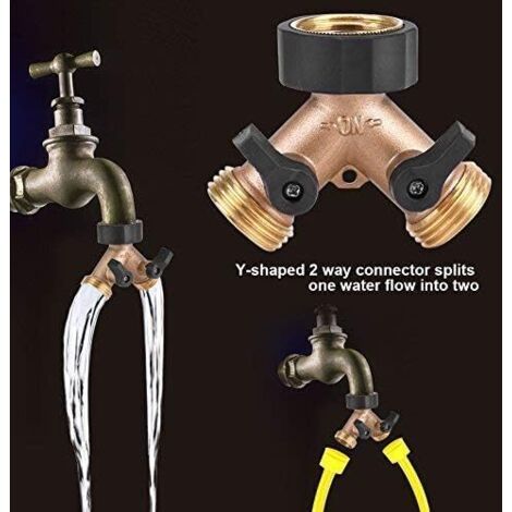 Connecteur avec adaptateur de robinet 2 voies Y 3/4 en laiton pour tuyau d'arrosage de jardin