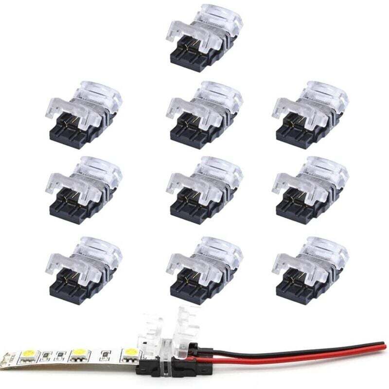 Connecteur bande led 2 broches,Lot de 10 Connecteurs de Ruban LED à 2 Broches pour Bande LED SMD 5050/3528 Couleur Unique Imperméable et