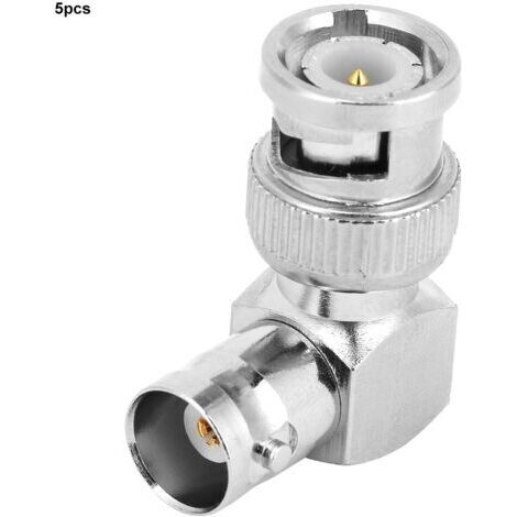 Connecteur Bnc à angle droit, adaptateur de bonne conductivité, 5 pièces en forme de L, anti-oxydation, impédance 50 Ω, matériau en laiton pour câbles