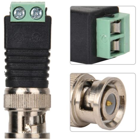 Connecteur BNC Mâle à Vis pour Câble Vidéo Coaxial et Adaptateur Balun