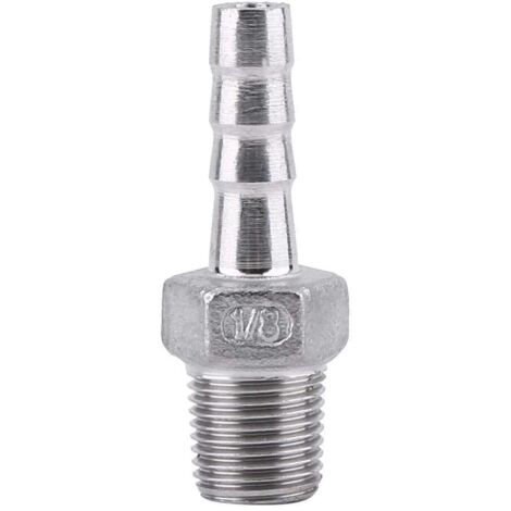 Connecteur BSP 1/8 " 3/4" de Queue Tuyau Barb Filetage Fil D'acier Inoxydable SS304 Pour le Produit Chimique, Chauffage L'eau, Tuyauterie Mécanique(1 point =  6mm) - 3/8''15mm