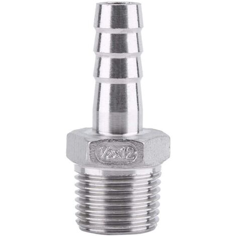 Connecteur BSP 1/8 " 3/4" de Queue Tuyau Barb Filetage Fil D'acier Inoxydable SS304 Pour le Produit Chimique, Chauffage L'eau, Tuyauterie Mécanique(1 point =  6mm) - 4 point=1/212mm