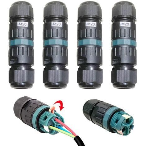 Connecteur Câble Étanche IP68 (9-12 mm) - Manchon Raccordement 3/2 Broches - Boîte de Jonction Extérieure Noire : Résiste à l'Eau, à la Poussière et aux Intempéries pour Jardin, Toiture et Sol