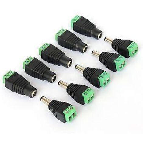 Connecteur CC 5 mâles et 5 femelles pour caméra de vidéosurveillance 2,1 x 5,5 mm