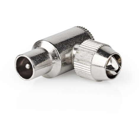 Connecteur cei coaxial coude a 90 homme nickele 75 ohms vis diametre dentree du cable 70 mm metal argent 2 pieces boite