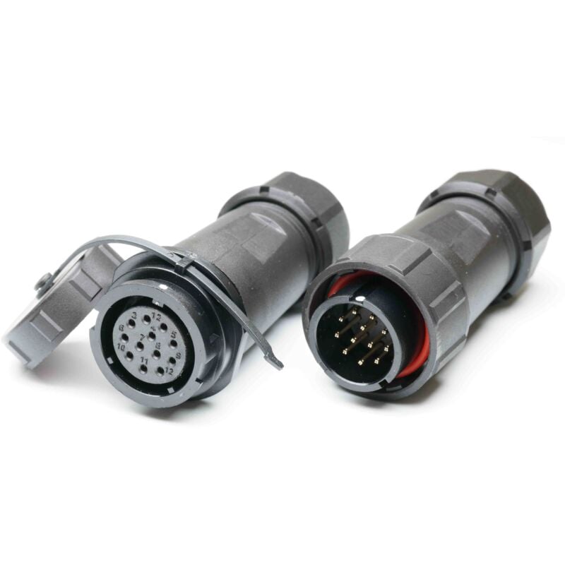 Connecteur circulaire 12 contacts, Montage sur câble, raccordement a souder ( Prix pour 1 paire )