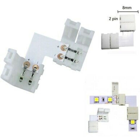 Connecteur Clip 2 Broches Pour Bande Led 12v Angle 90° Courbe En Forme De L