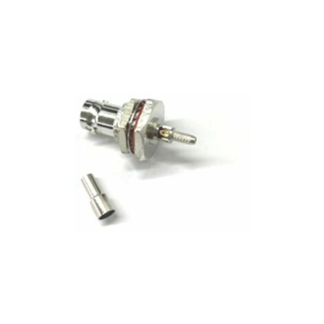 Connecteur coaxial RS PRO Femelle Droit, raccordement A sertir 50O Montage panneau ( Prix pour 1 )