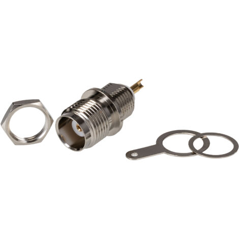 Connecteur coaxial RS PRO Femelle Droit, raccordement A souder 50O Montage traversant sur cloison ( Prix pour 1 )