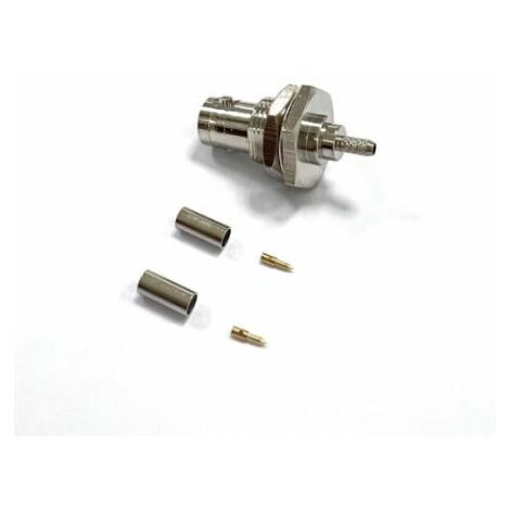 Connecteur coaxial RS PRO Mâle Droit, raccordement A sertir 50O Montage panneau ( Prix pour 1 )