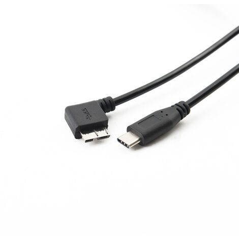 Connecteur coudé mâle Type-C vers Micro 3.0 pour connecter des téléphones portables/appareils photo à l'OTG pour le transfert de données et d'images (câble à ressort de 1,5 mètre).