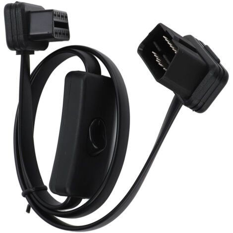 Connecteur d'adaptateur de cordon plat diagnostique de mâle noir à 16 broches Femelle Femelle 8 Câble d'extension OBD2 CORE avec commutateur