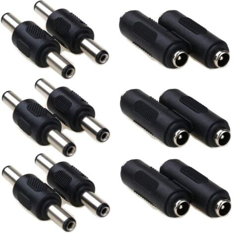 Connecteur d'alimentation CC 5,5 x 2,1 mm, male à male, connecteur cylindrique DC 5,5 x 2,1 femelle à femelle, pour caméra de vidéosurveillance, moniteur de voiture, 12 pièces