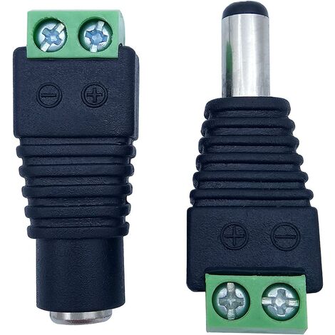 Connecteur d'alimentation cc male/femelle, 12 pieces male et femelle 12v connecteur d'adaptateur de prise d'alimentation cc pour camera de videosurveillance a bande LED