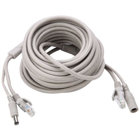 Connecteur D'alimentation Rj45 Dc 15M Câble de Vidéosurveillance Ethernet Rj45 Dc pour Caméras IP Système Nvr 10Mbps100Mbps (15M) Connecteur de Caméra de sécurité