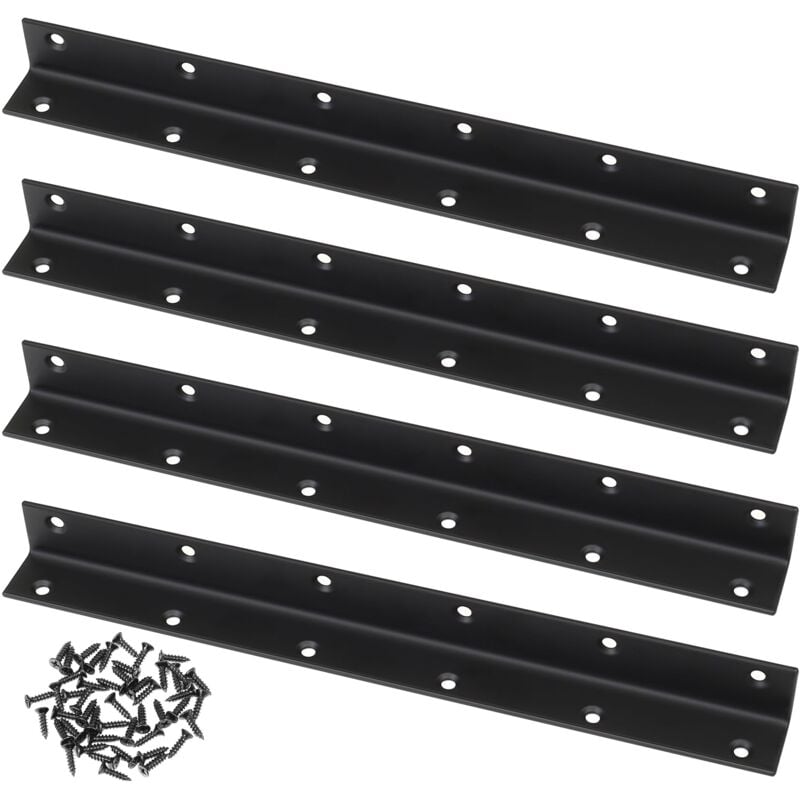 Connecteur d'Angle en l, Lot de 4, Équerre d'Angle Perforée 90 Degrés, Renfort Robuste pour Bois, pour Renforcements, Réparations, Tables, Armoires,