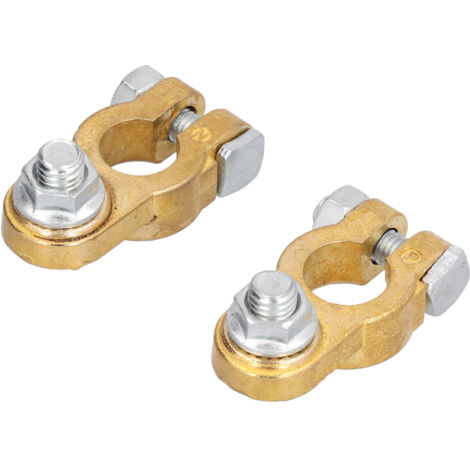 Connecteur de batterie automobile - 2 pièces - Clamps en cuivre pour postes supérieurs positif et négatif