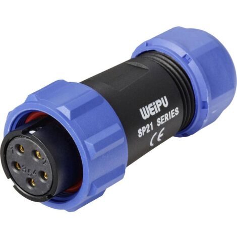 Connecteur de câble femelle, droit 5C pôles 15 A 500 V/AC IP68 Weipu SP2110 / S 5C II D24239