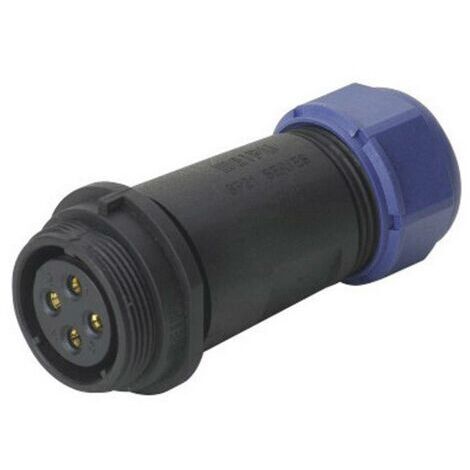Connecteur de câble femelle, droit In Line 4 pôles 30 A 500 V/AC IP68 Weipu SP2111 / S 4 I D24034