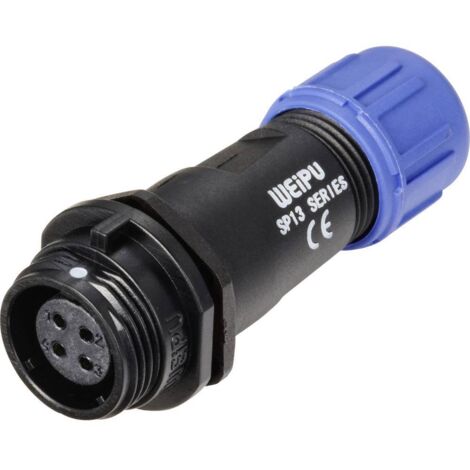 Connecteur de câble femelle, droit In Line 4 pôles 5 A 200 V/AC IP68 Weipu SP1311 / S 4 I