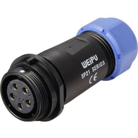 Connecteur de câble femelle, droit In Line 5C pôles 15 A 500 V/AC IP68 Weipu SP2111 / S 5C II D26783