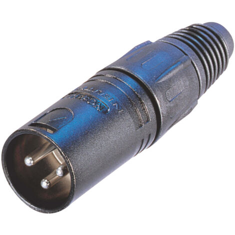 Connecteur de cable male a 3 broches avec boitier metallique noir et contacts dores