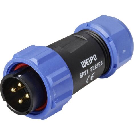 Connecteur de câble mâle, droit 4 pôles 30 A 500 V/AC IP68 Weipu SP2110 / P 4 I D28820